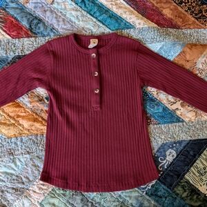 NWOT Kate Quinn Ribbed Burgundy Henley
